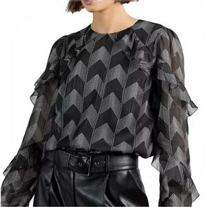 Ted Baker - MOWENNA JARDIN RUFFLE SLEEVE BLOUSE Size 4